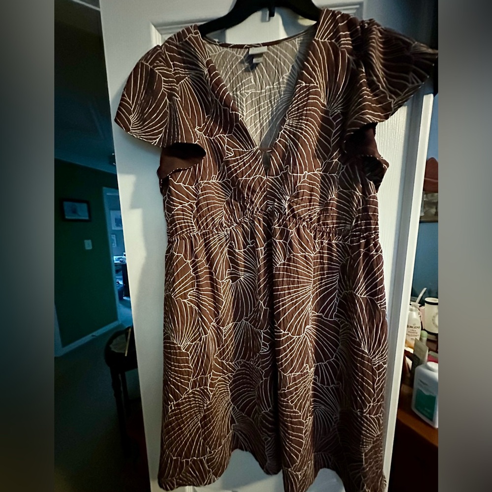 a new day Brown and White Leaf Maxi Dress